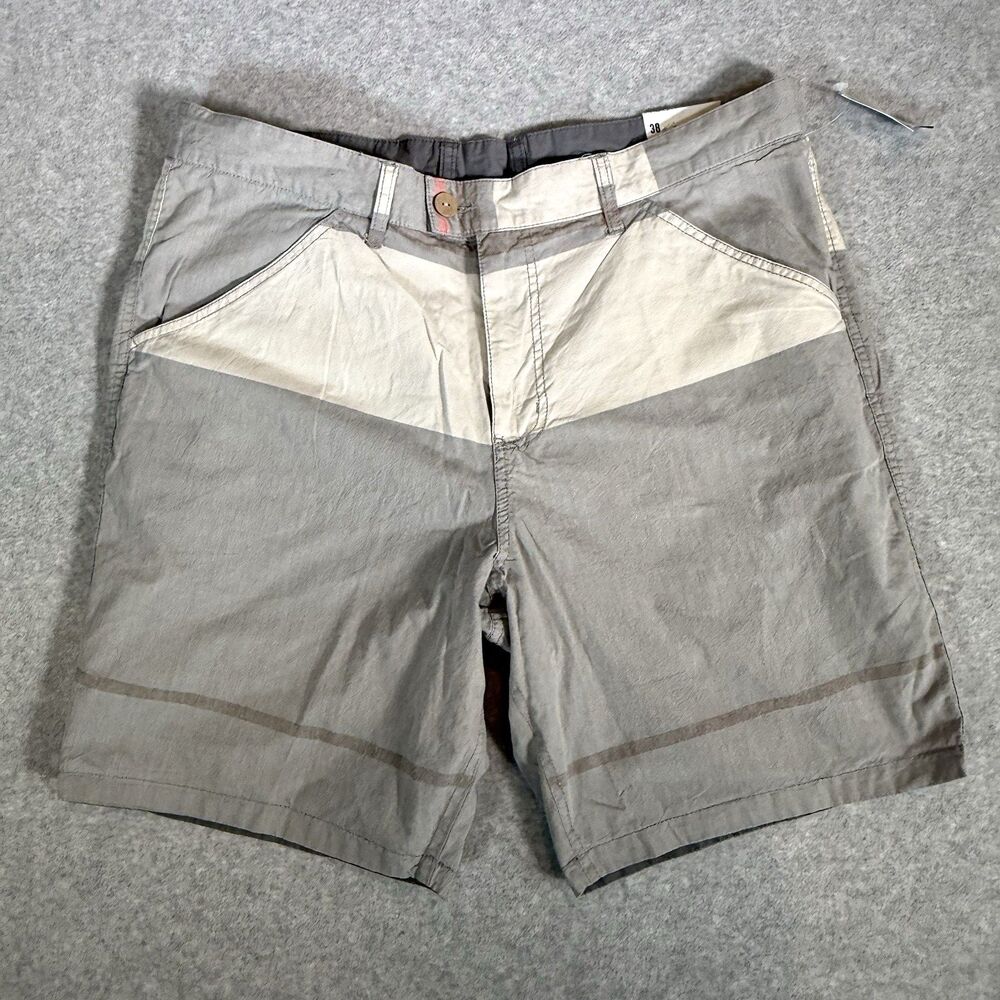 Old Navy Men Reversible Board Shorts Grey Beige Colorblock Striped Sz 38 Cotton